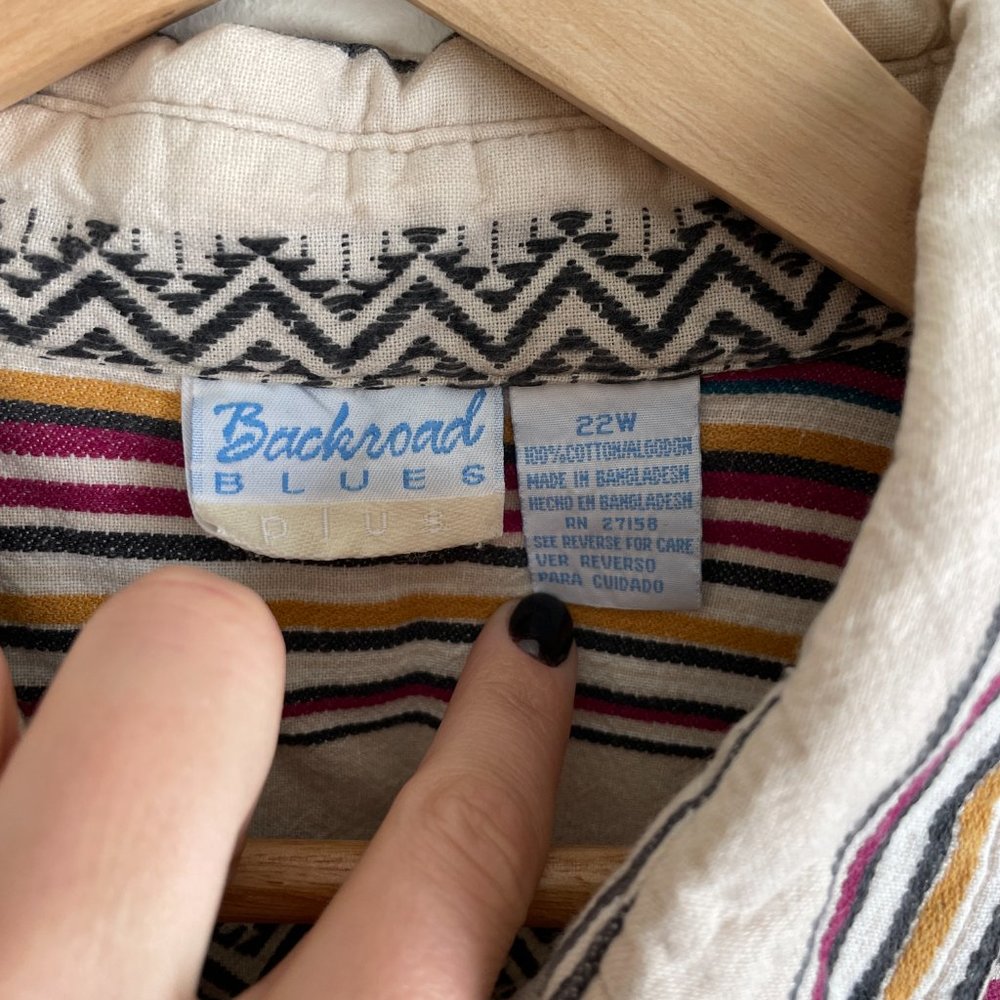 Vintage Backroad Blues Plus Patterned Button Down… - image 2